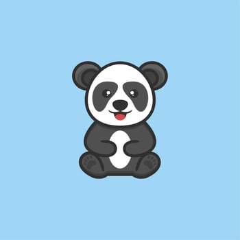 cute panda sitting logo design vector