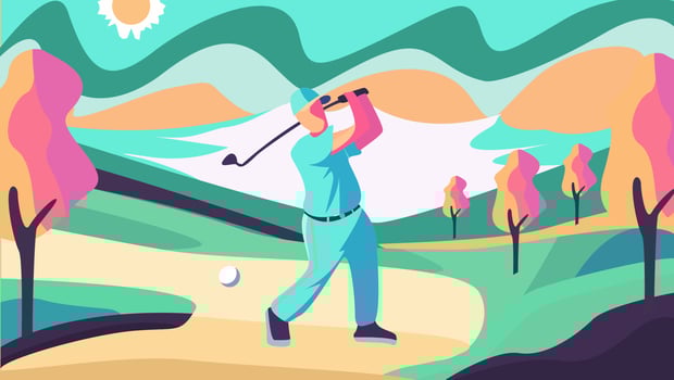 Man play glof flat illustration vector