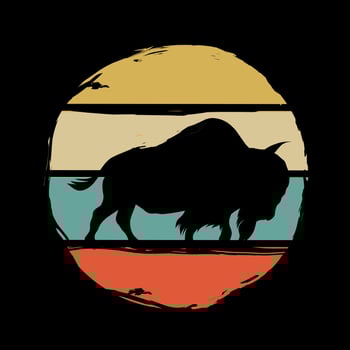 illustration vector of bison at sunset perfect for print,apparel,etc