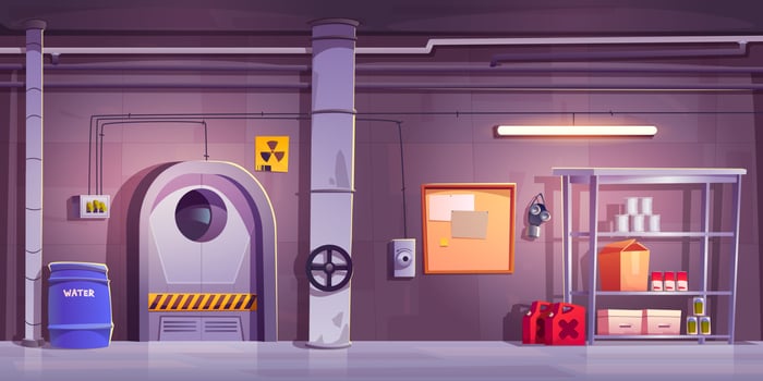 Underground bunker interior design vector