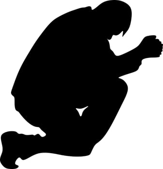 arabic man praying silhouette,black white background,vector illustration vector