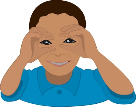 A gesture of a child looking at something vector