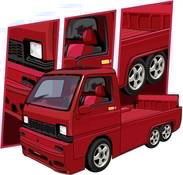 illustration vector graphic of modified pickups perfect for t-shirt design, and poster