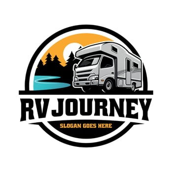 RV camping car illustration logo vector