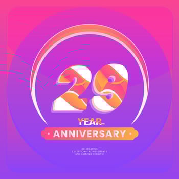 Number 29 vector logos for Anniversary Celebration Isolated on Violet background, Vector Design for Celebration, Invitation Card, and Greeting Card.