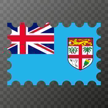 Postage stamp with Fiji flag. Vector illustration.