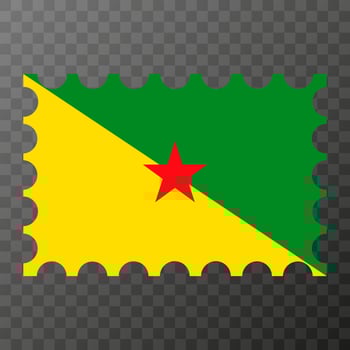 Postage stamp with French Guiana flag. Vector illustration.