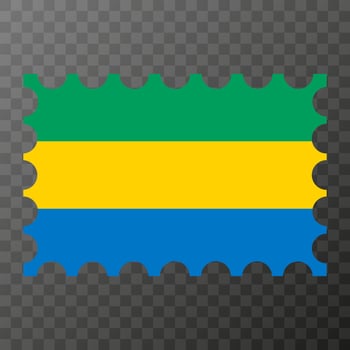 Postage stamp with Gabon flag. Vector illustration.