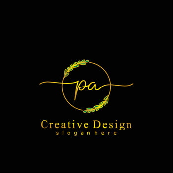 Initial PA beauty monogram and elegant logo design, handwriting logo of initial signature, wedding, fashion, floral and botanical logo concept design. vector