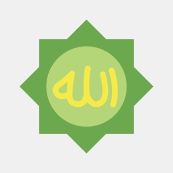 Icon Allah word. Islamic elements of Ramadhan, Eid Al Fitr, Eid Al Adha. Icons in flat style. Good for prints, posters, logo, decoration, greeting card, etc. vector