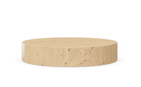 Wooden podium on transparent background. Natural stage for product, cosmetic presentation. Mock up. Pedestal or platform for beauty products. Empty scene. Display, showcase. 3D rendering. png