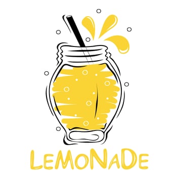 Lemonade in the glass jar. Healthy food poster. Refreshing beverages vector