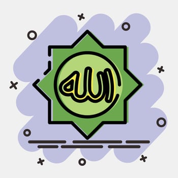Icon Allah word. Islamic elements of Ramadhan, Eid Al Fitr, Eid Al Adha. Icons in comic style. Good for prints, posters, logo, decoration, greeting card, etc. vector