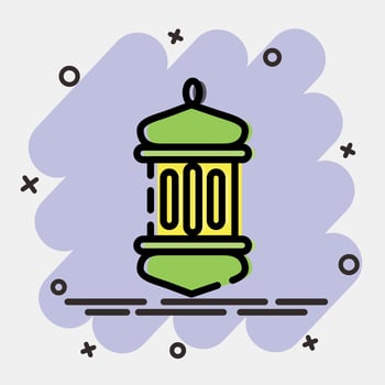 Icon islamic lantern. Islamic elements of Ramadhan, Eid Al Fitr, Eid Al Adha. Icons in comic style. Good for prints, posters, logo, decoration, greeting card, etc. vector