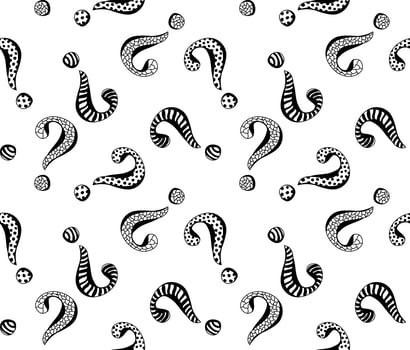 Seamless pattern of hand-drawn question marks. vector