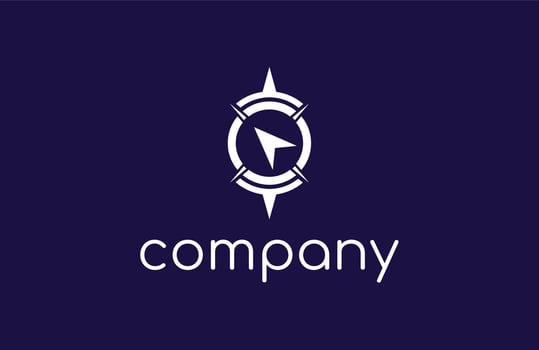 simple logo compass. in white. clean and elegant. vector