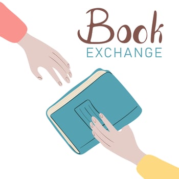 Books swap, exchange or crossing. Reading party, school literature event vector