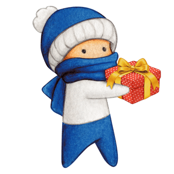 Watercolor hand drawn cute winter character png