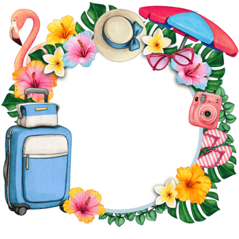 watercolor tropical summer frame png