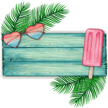 watercolor tropical summer frame png