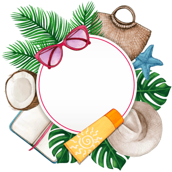 watercolor tropical summer frame png
