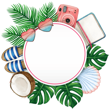 watercolor tropical summer frame png