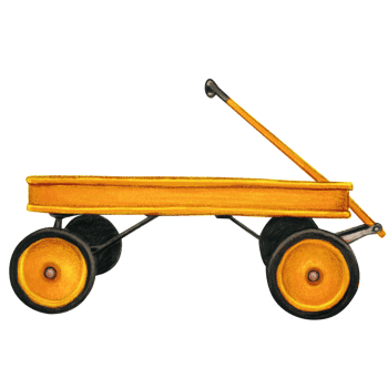 Watercolor coaster toy wagon png