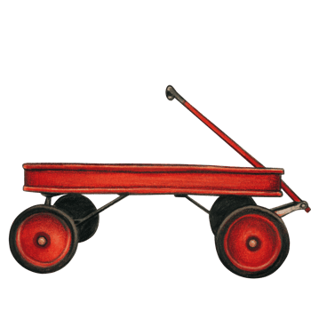 Watercolor coaster toy wagon png