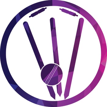 Cricket wickets and ball logo. Wicket and bails logo. Cricket championship logo. Cricket logo vector