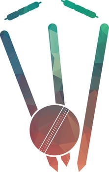 Cricket wickets and ball logo. Wicket and bails logo. Cricket championship logo. Cricket logo vector