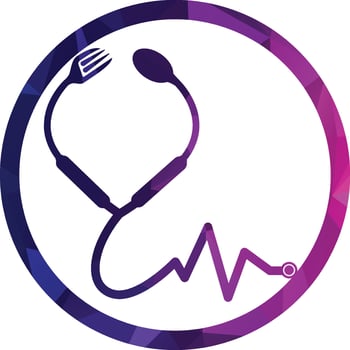 Medical food vector logo template. This design use stethoscope symbol. Suitable for health.