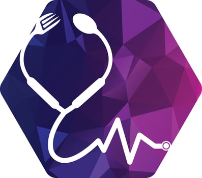 Medical food vector logo template. This design use stethoscope symbol. Suitable for health.
