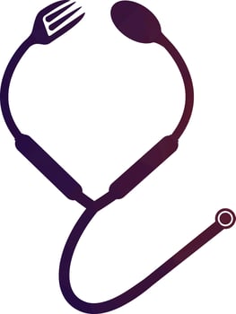 Medical food vector logo template. This design use stethoscope symbol. Suitable for health.
