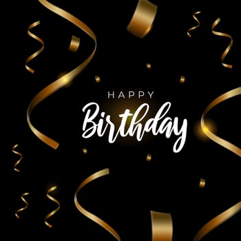 Happy Birthday Greeting Card with Gold and Black Color for Celebrate Birthday Party vector