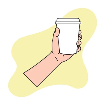 hand holding a drink in a plastic cup vector