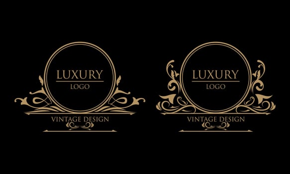 Vintage decorations elements and frames gold color vector