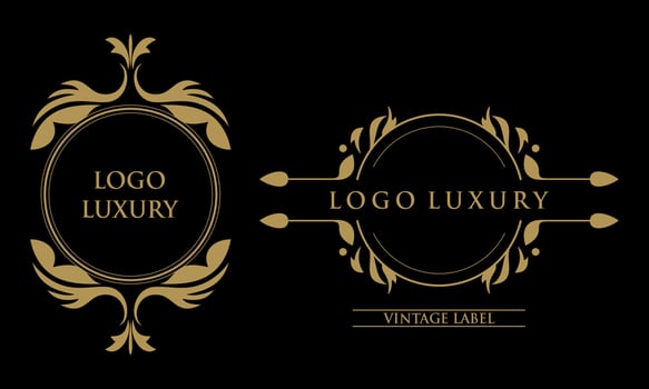 Vintage decorations elements and frames gold color vector