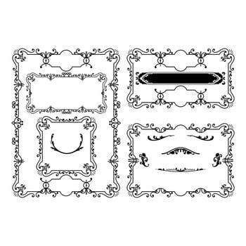 Vintage ornate seamless border vector set concept pattern in traditional style. curls and spirals ornament isolated on black background