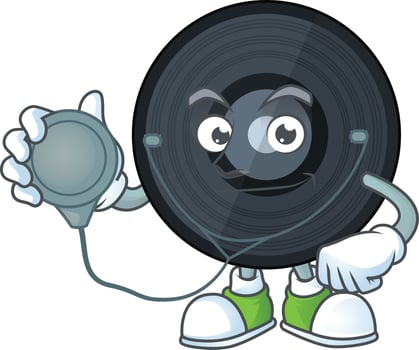 Cartoon character of music viynl disc vector