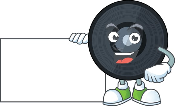 Cartoon character of music viynl disc vector