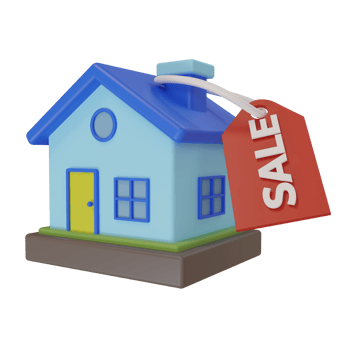 3d rendering. minimalist style cute house icon and sale tag, concept illustration of house for sale png
