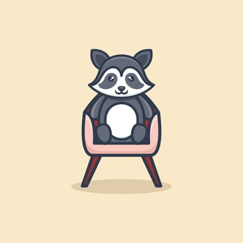 Cute Sit Raccoon Logo Design vector