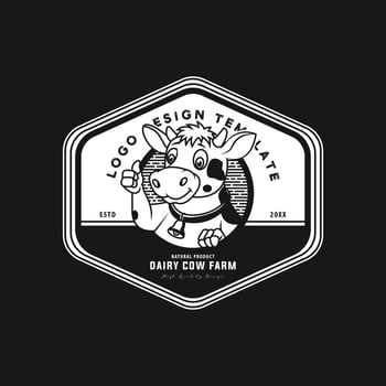 cow animal character cattle farm logo template. vector