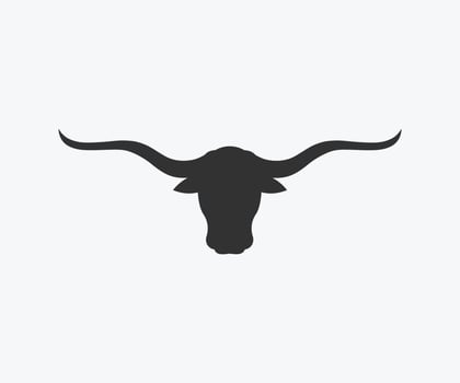 Bull head long horn icon vector logo