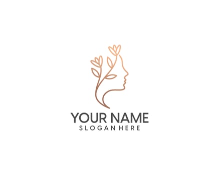 Beautiful natural woman logo template vector