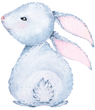 Watercolor easter rabbit.Bunny illustration.Cute fluffy grey rabbit.Cartoon bunny.Hand drawn animal.Suitable for children. png