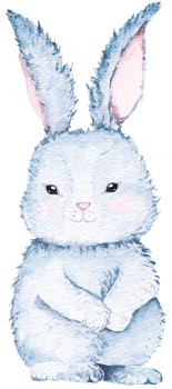 Watercolor easter rabbit.Bunny illustration.Cute fluffy grey rabbit.Cartoon bunny.Hand drawn animal.Suitable for children. png