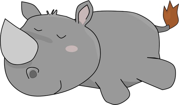 Cute baby rhino sleeping. Animal vector illustration. Kids school drawing.