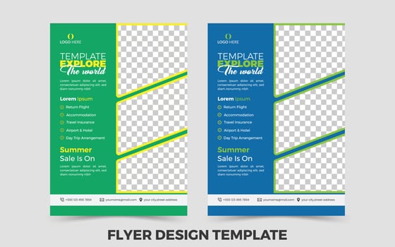 Travel Flyer Design Template with Mockup vector