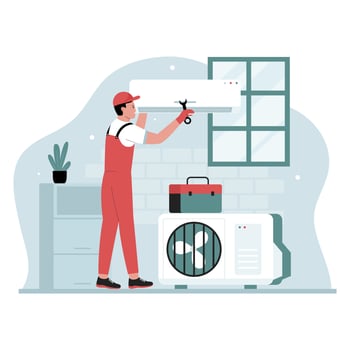 Washing machine repair illustration concept vector